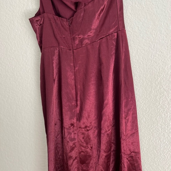 On the Guest List Burgundy Satin One-Shoulder Maxi Dress - Picture 8 of 9